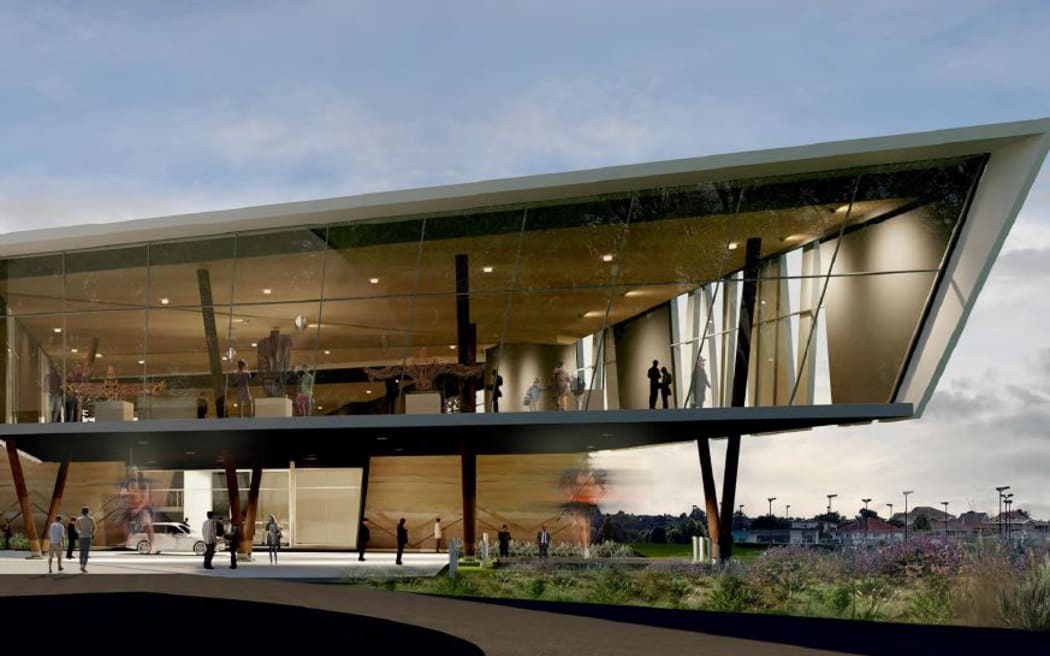 An artist’s impression of the Gate Pā/Pukehinahina cultural centre. Image: Supplied. [via LDR Single use only]