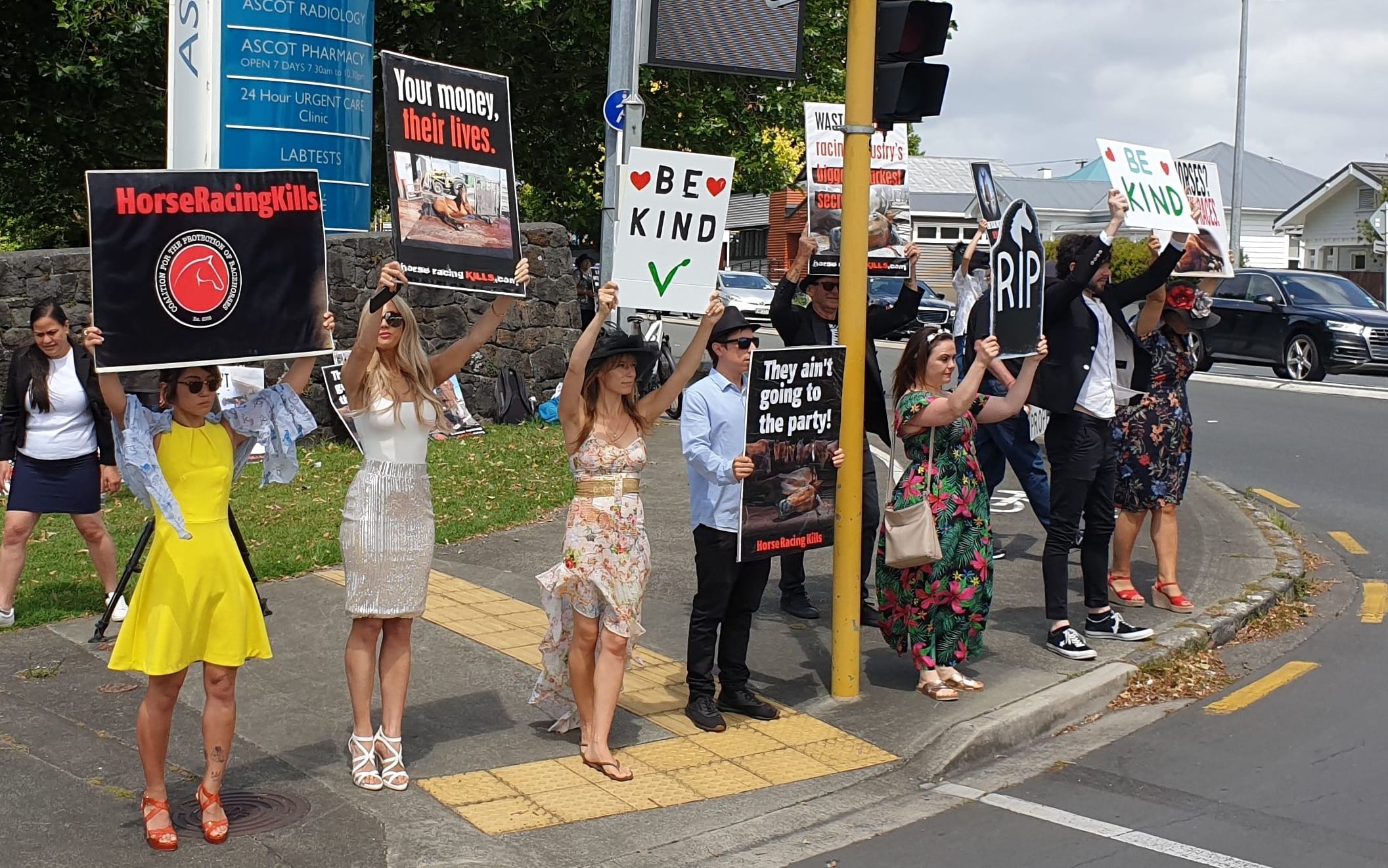 Boxing Day Ellerslie races - protests against animal cruelty