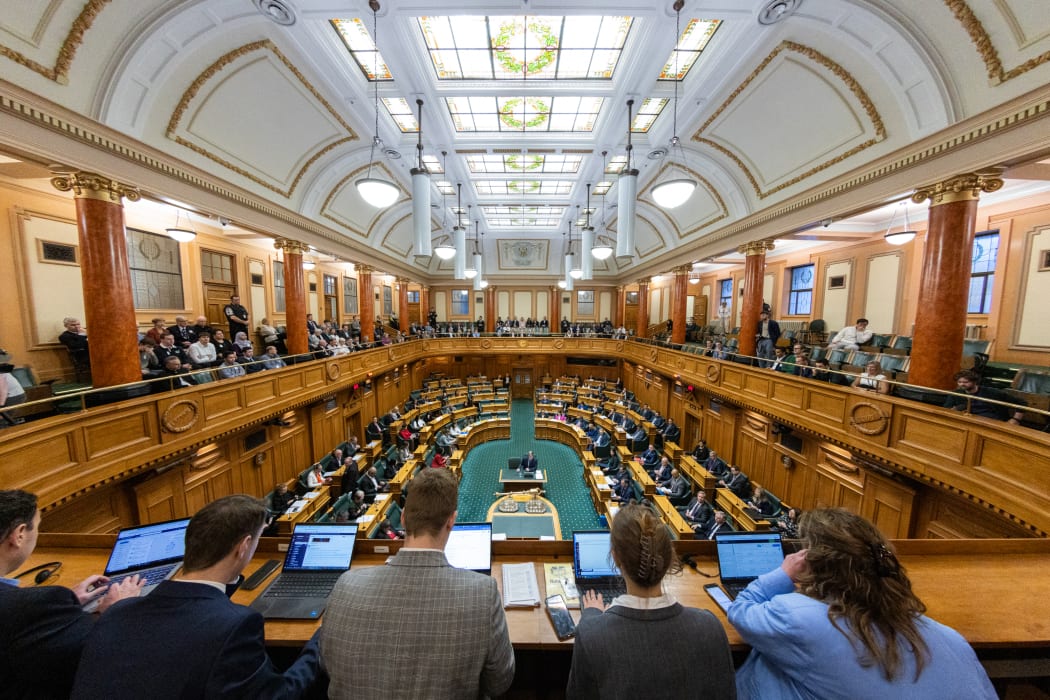 Nicola Willis delivers the 2024 Budget Statement - as seen from the Press Gallery.