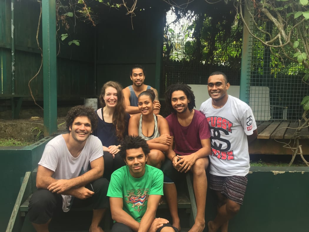 Sarah Foster-Sproull second from left with some of the dancers from VOU in Suva Fiji.