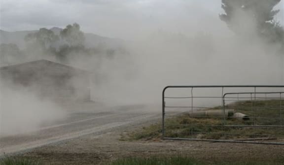 The same road after a truck had gone by.