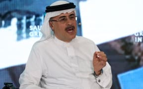 Amin Nasser, president and chief executive of Saudi Aramco, speaks during a session of the "Saudi Green Initiative" forum, in the capital Riyadh on 23 October, 2021.