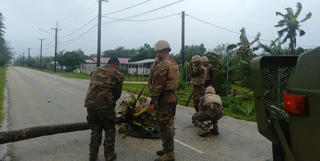 Tonga's Armed Forces clear debris