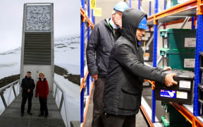 Image of Kioumars Ghamkar depositing seeds at the Svalbard Global Seed Back.
