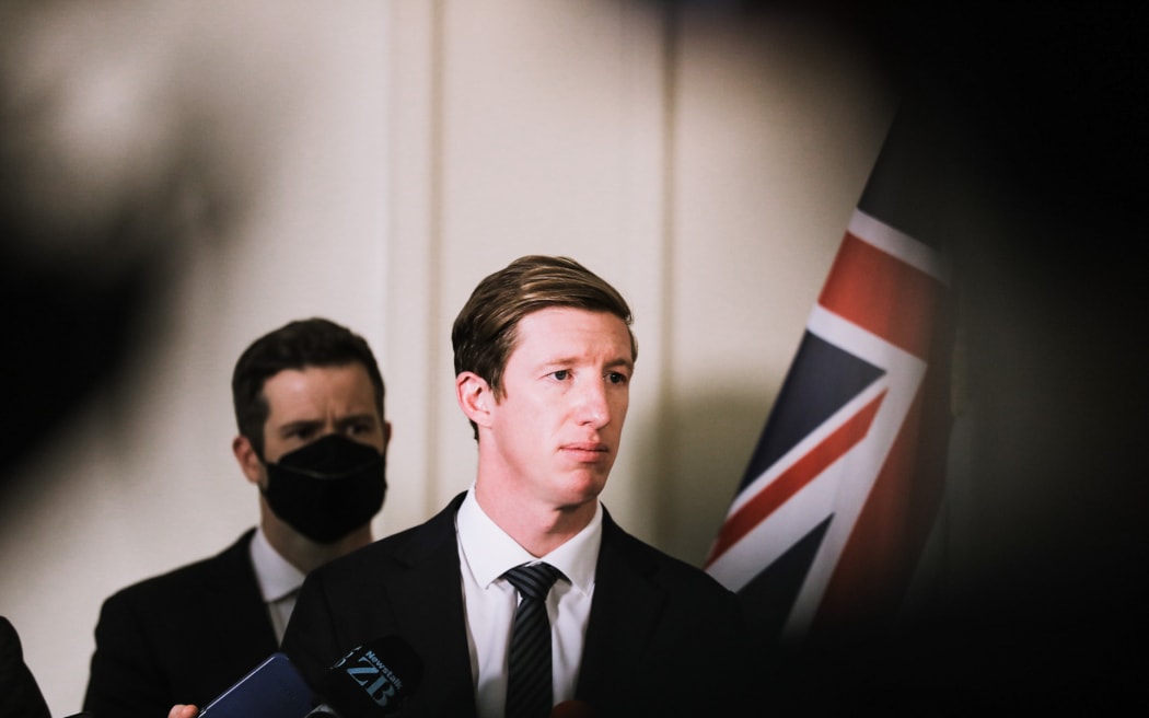 National MP Sam Uffindell making a statement over his involvement as a teenager in an attack on a younger student.