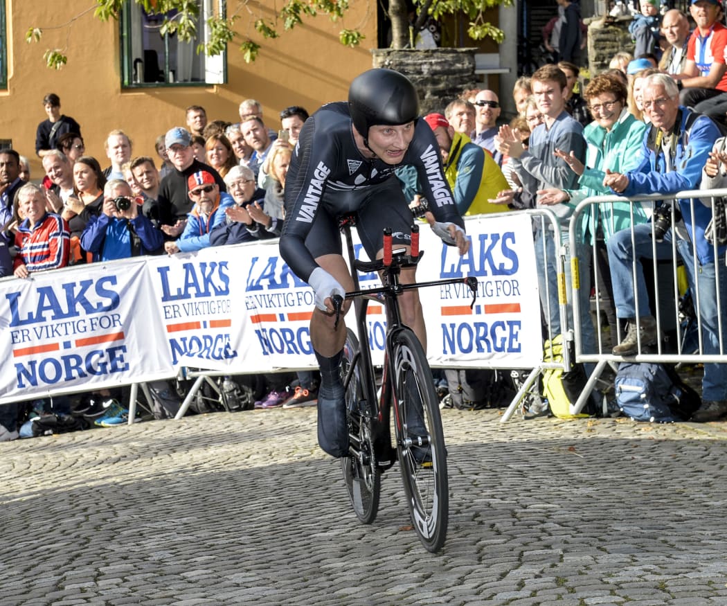 Hamish Bond competing at the UCI Road World Championships in Norway