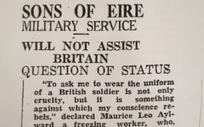 A newspaper clipping from 1941 in New Zealand from True to Ireland by Peter Burke