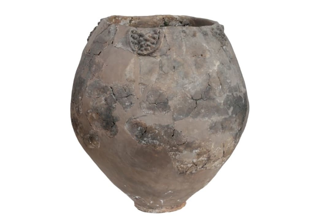 A neolithic jar from Khramis Didi-Gora, Georgia. Pottery fragments from 8,000-year-old jars unearthed near the Georgian capital, Tbilisi.