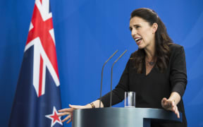 Prime Minister of New Zealand Jacinda Ardern speaks at the Chancellery in Berlin at a news conference held with German Chancellor Angela Merkel yesterday.