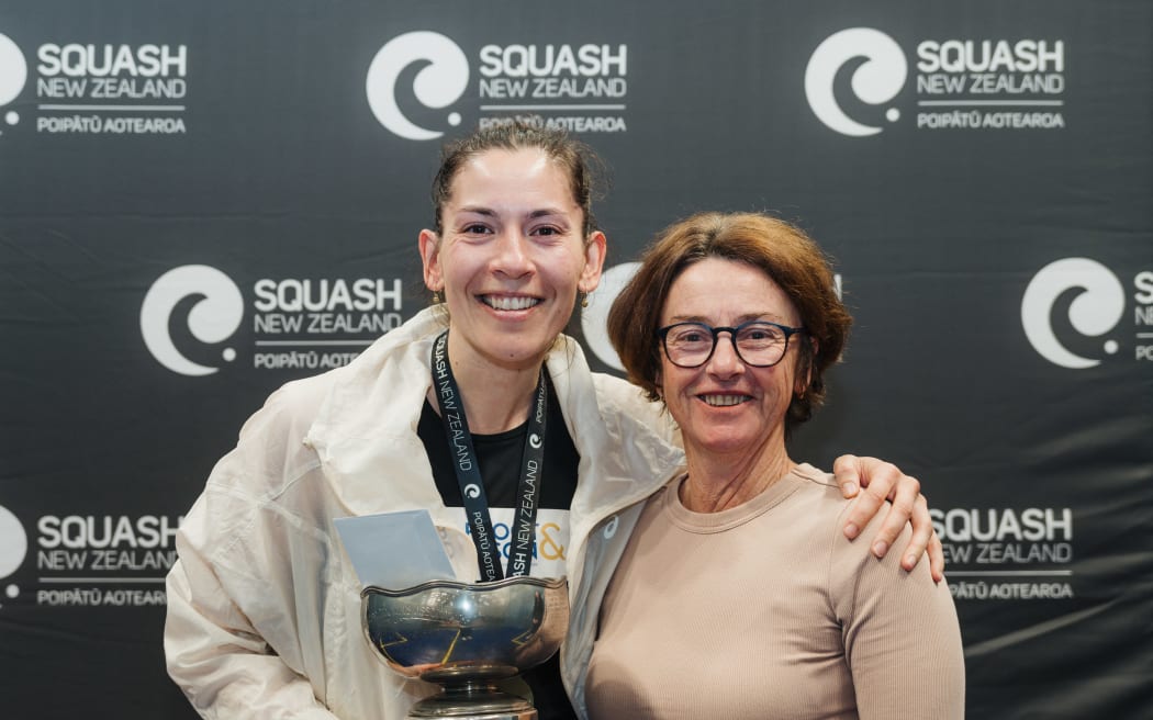 Squash player Joelle King with Dame Susan Devoy