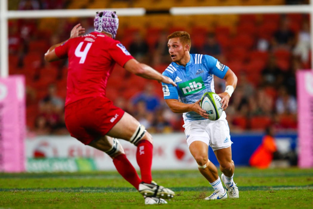 Blues five-eighth Ihaia West during the team's match against the Queensland Reds in Brisbane on 19 March 2016.