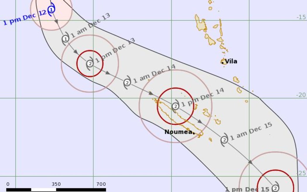 Tracking map for Tropical Cyclone Ruby, a category one cyclone.