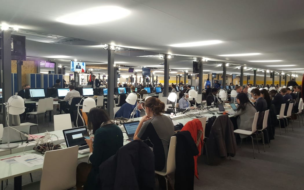 The media centre at the COP21 climate change talks.