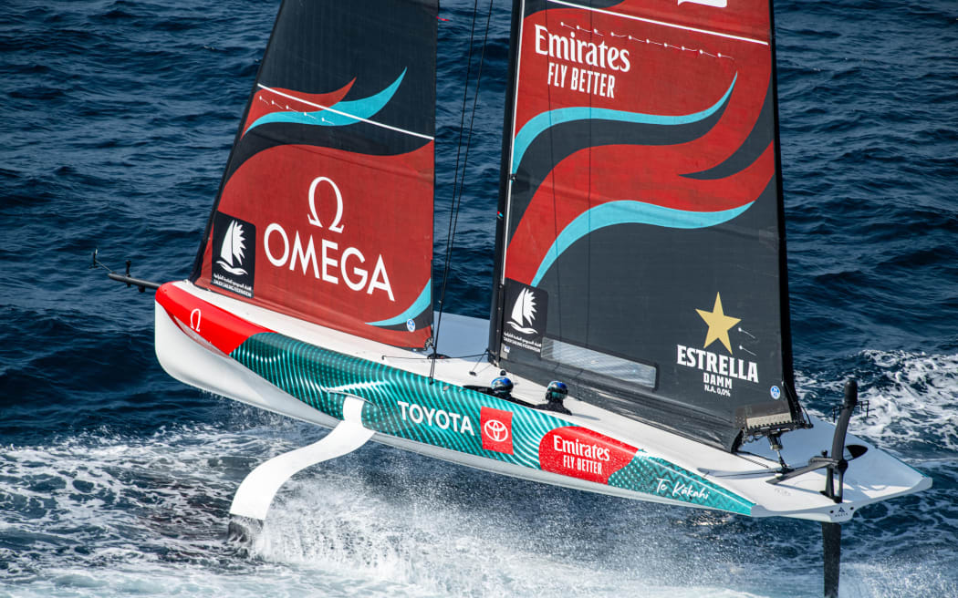 Team New Zealand's Te Kakahi in the waters off Jeddah, Saudi Arabia.