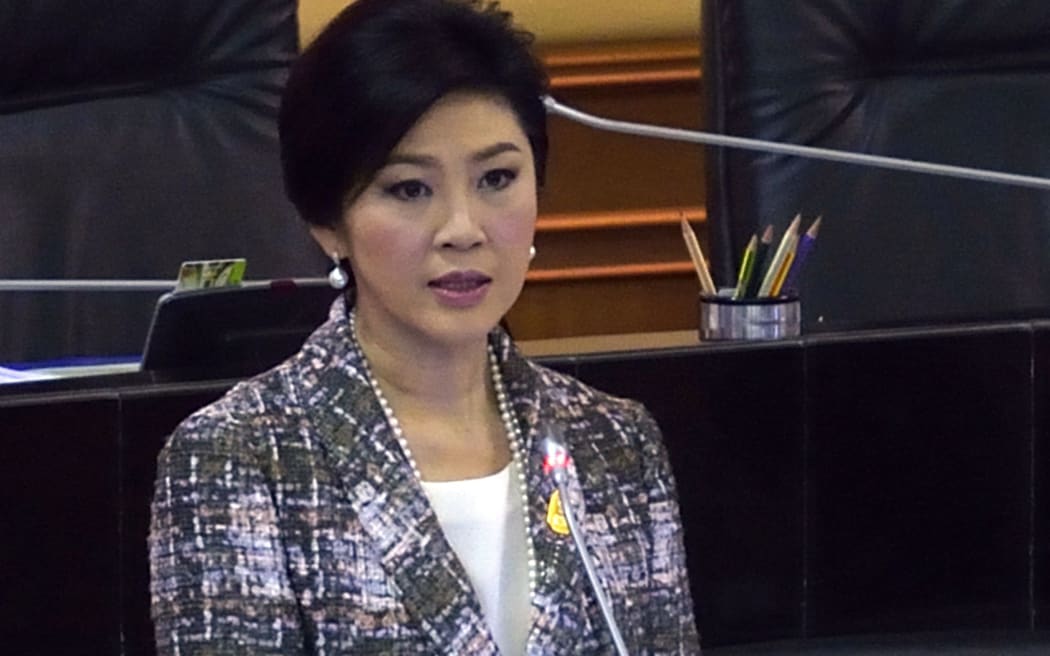 Ousted Thai PM Yingluck Shinawatra speaks before the National Legislative Assembly (NLA) in Bangkok on 22 January 2015.