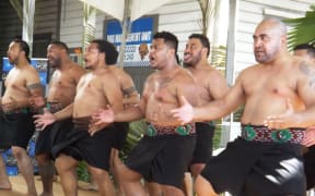 PIPA students from NZ performing the haka at the exhibition in Apia