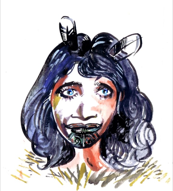 An illustration of Kimble Bent’s second wife, Rihi, who Bent described as “blue-eyed”, “gentle” and “very beautiful”