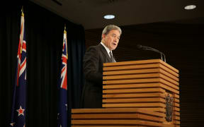 New Zealand First leader Winston Peters announcing the coalition with Labour.