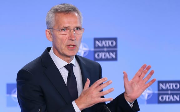 BRUSSELS, BELGIUM - JULY 05: NATO Secretary General, Jens Stoltenberg speaks during a press conference in Brussels, Belgium on July 05, 2019.