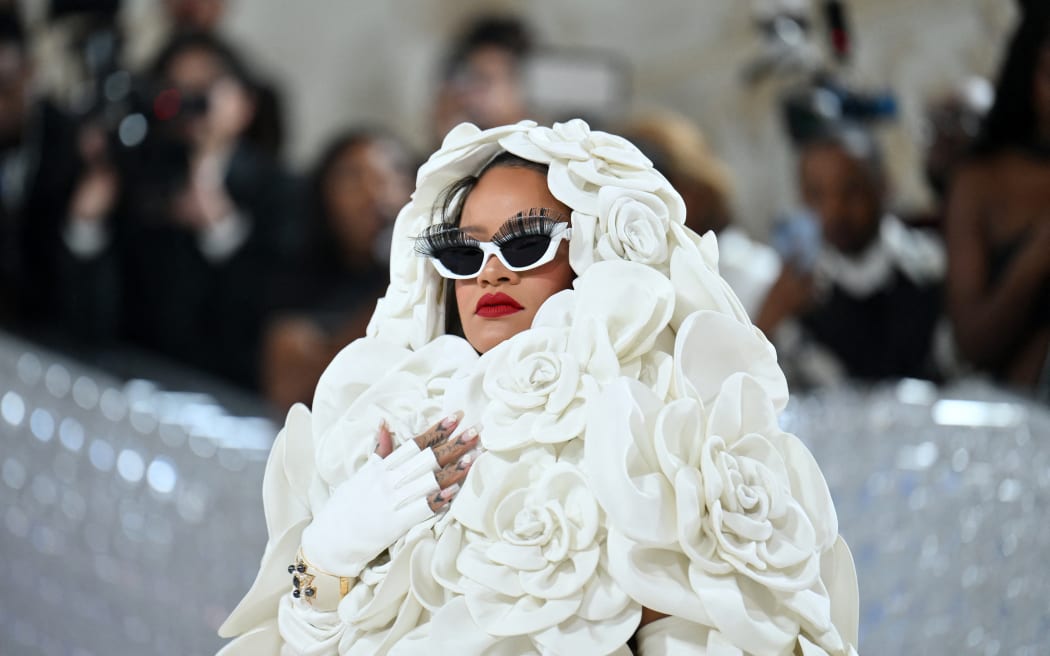 Barbadian singer/actress Rihanna arrive for the 2023 Met Gala at the Metropolitan Museum of Art on May 1, 2023, in New York. The Gala raises money for the Metropolitan Museum of Art's Costume Institute. The Gala's 2023 theme is “Karl Lagerfeld: A Line of Beauty.” (Photo by Angela WEISS / AFP)