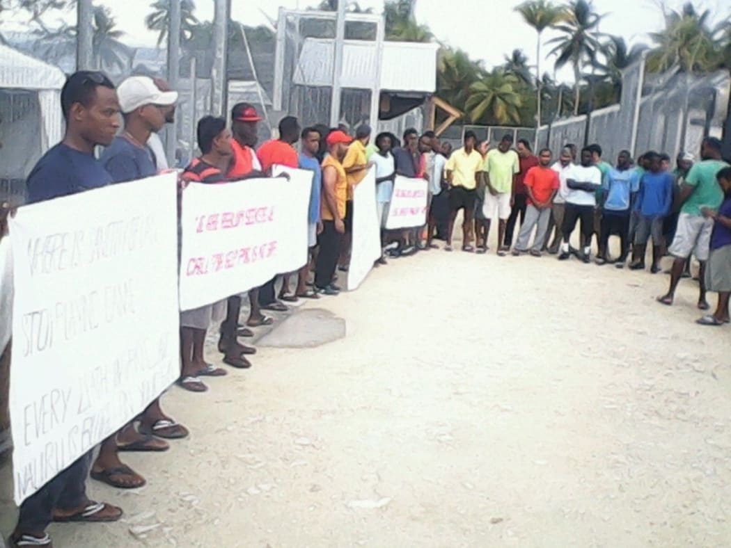 Protest by refugees and asylum seekers on Manus Island.