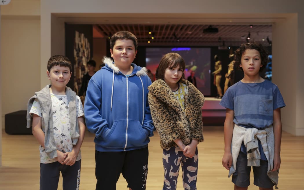 Nate Apperley, Tasman Eyles, Tommy Athfield, Perry Joe at the opening of Toi Art.