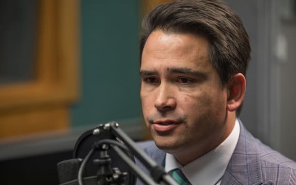 Simon Bridges in the RNZ Auckland studio for an interview on Morning Report.