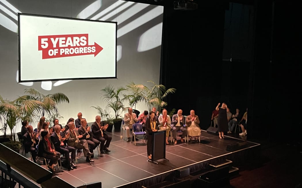 Labour Party leader Jacinda Ardern opening the party's annual conference in Auckland.