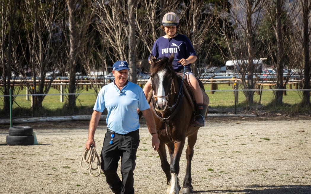 Constable Paddy Henderson puts kids through their paces during the Grab the Reins programme in Central Otago