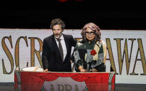 APRA Silver Scroll Awards 2024 hosts Lisa Tomlins and Bret McKenzie.