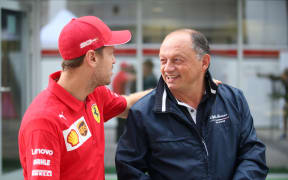 Sebastian Vettel while at Ferrari and Frederic Vasseur of Alfa Romeo