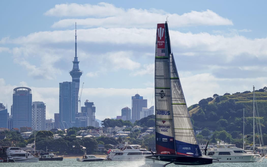 American Magic racing in the America's Cup Challenger Selection Series