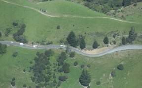 Cars and campervans were able to drive out of Kaikoura via the inland route today.