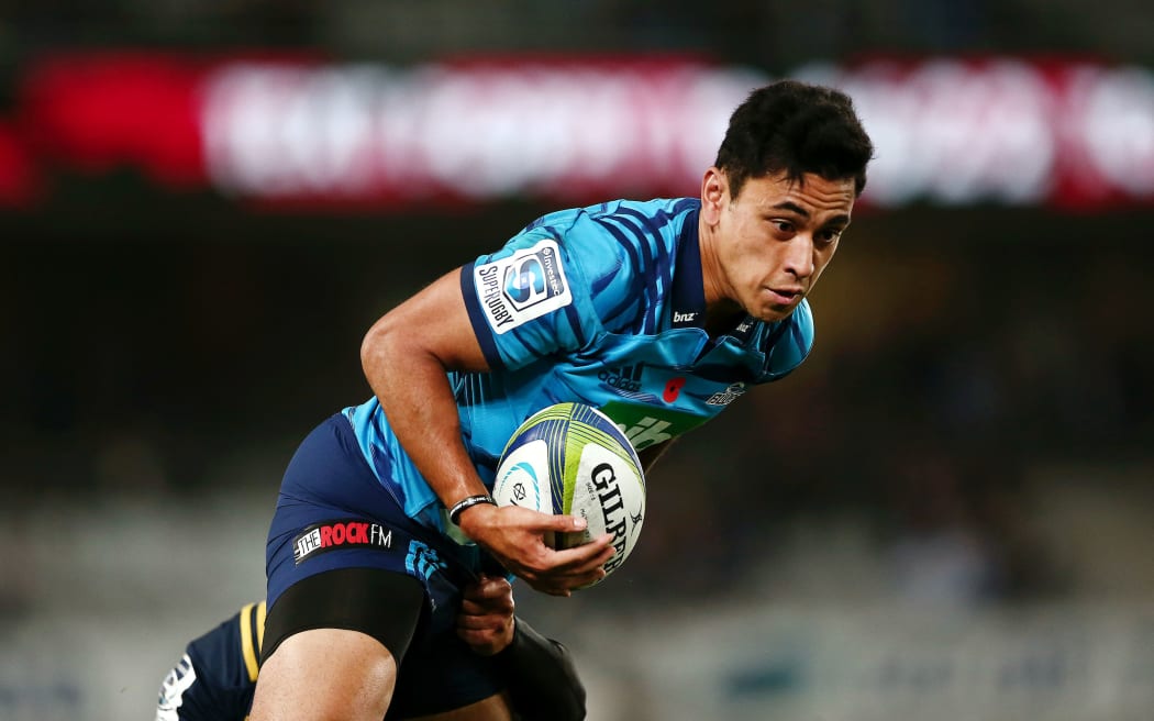 Stephen Perofeta of the Blues in action. Super Rugby match, Blues v Highlanders at Eden Park, Auckland, New Zealand. 20 April 2018 © Copyright Photo: Anthony Au-Yeung / www.photosport.nz