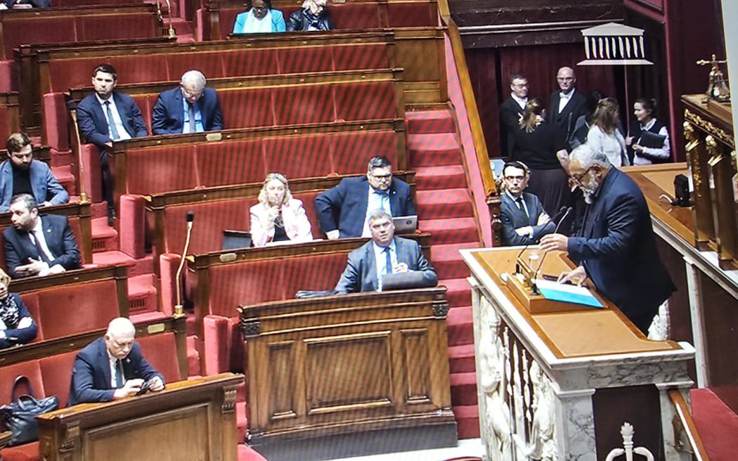 Emmanuel Tjibaou speaking at the French National Assembly during the debate on Constitutional reform Bill for New Caledonia