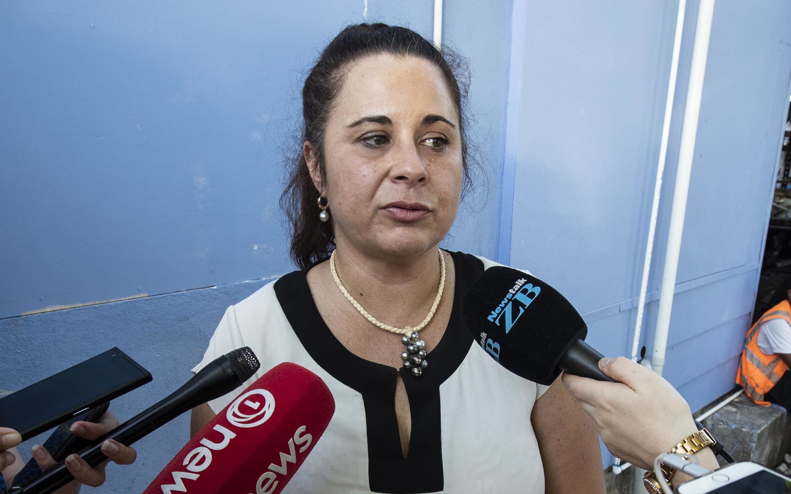 TVNZ journalist Barbara Dreaver speaks to the media after she was briefly detained by Nauru Police.