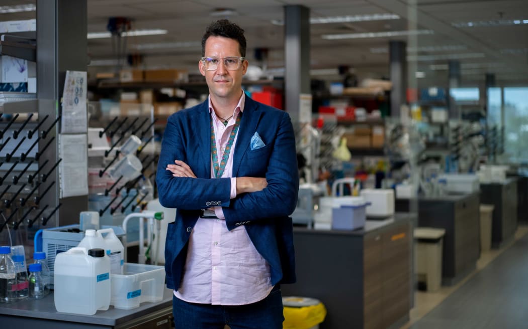 Professor Matthew Kemp posing for a portrait at the fetal therapeutics laboratory at the Yong Loo Lin School of Medicine, National University of Singapore, 28 March 2022.