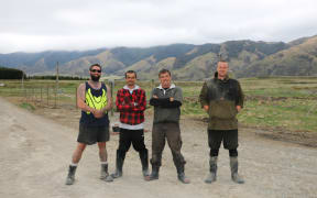 James Ewing (second from right) with his fencing gang in Lees Valley