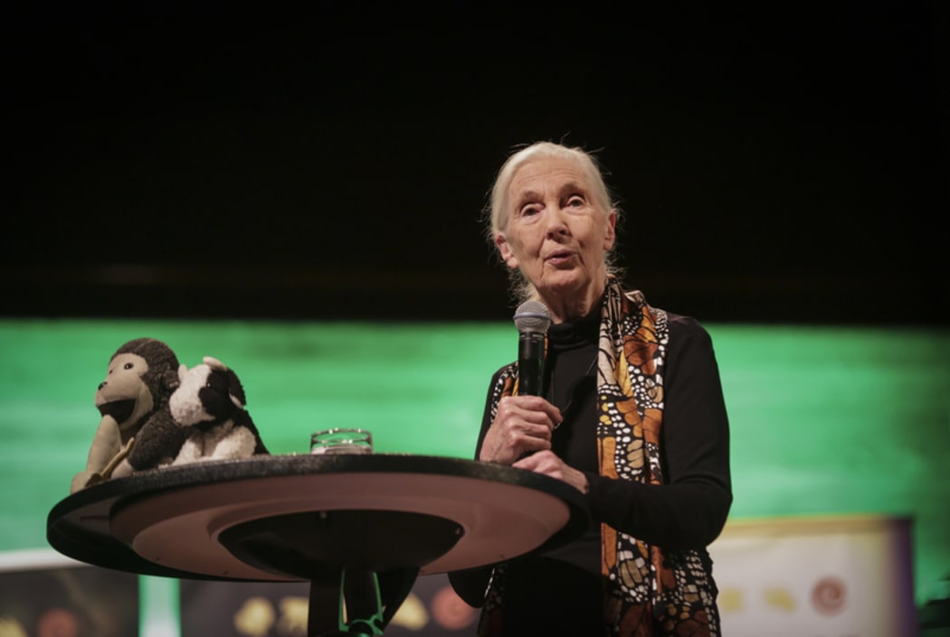 Jane Goodall speaks at her event  “Tomorrow & Beyond Tour”.