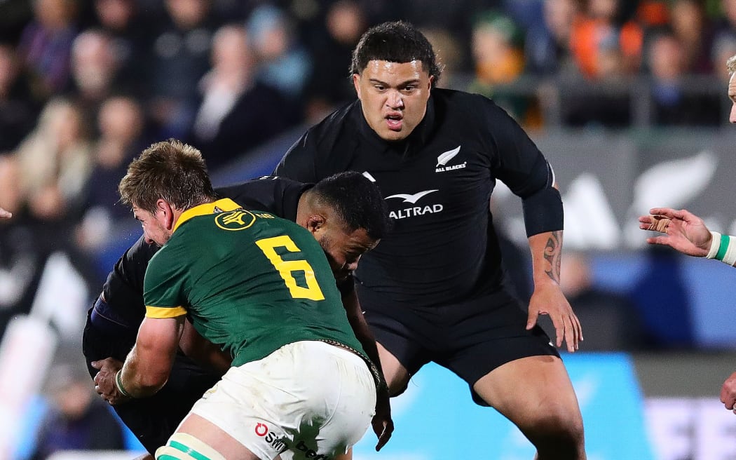 Tamaiti Williams of New Zealand during the 2023 Rugby Championship match between the New Zealand All Blacks and South Africa
