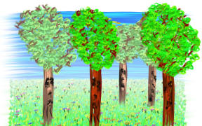 An artwork created by The Painting Fool, a software developed by Simon Colton.