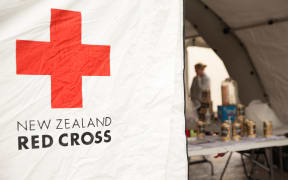 Red Cross tent set up in Havelock North