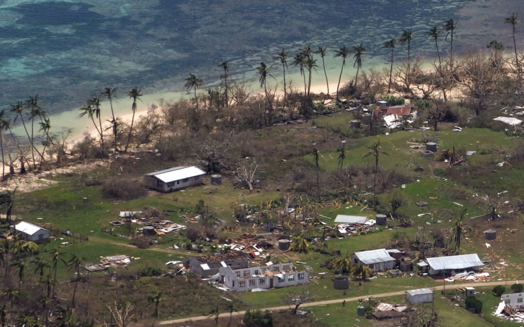 Cyclone damage in the town of Pangai in January.