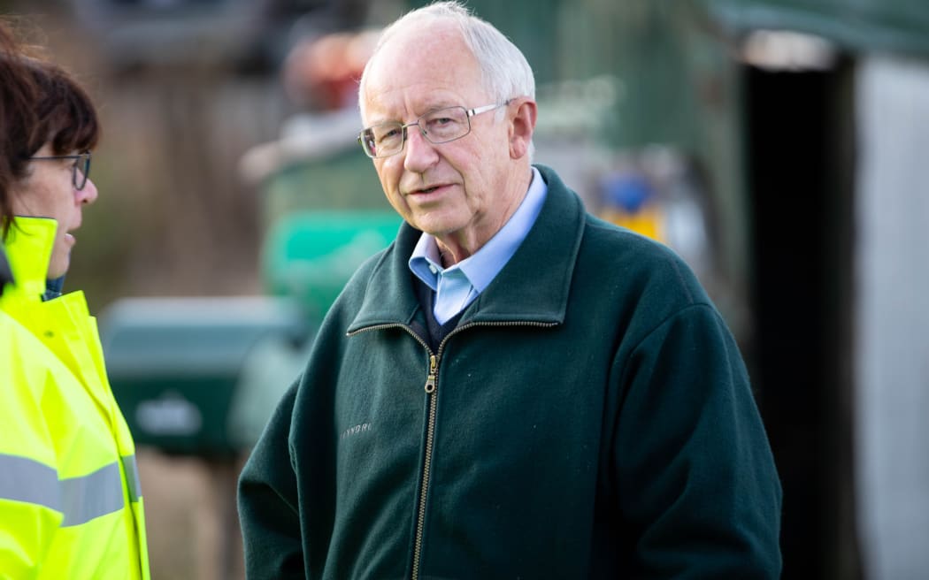 Waitomo District Mayor John Robertson at the scene at Te Anga Road this afternoon with Acting Deputy Commissioner Jill Rogers.
