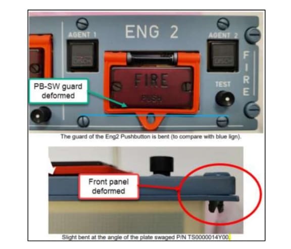 Damage to the internals of the fire switch mechanism which makes the switch prone to pop out, shutting down the engine and arming fire extinguishing systems.