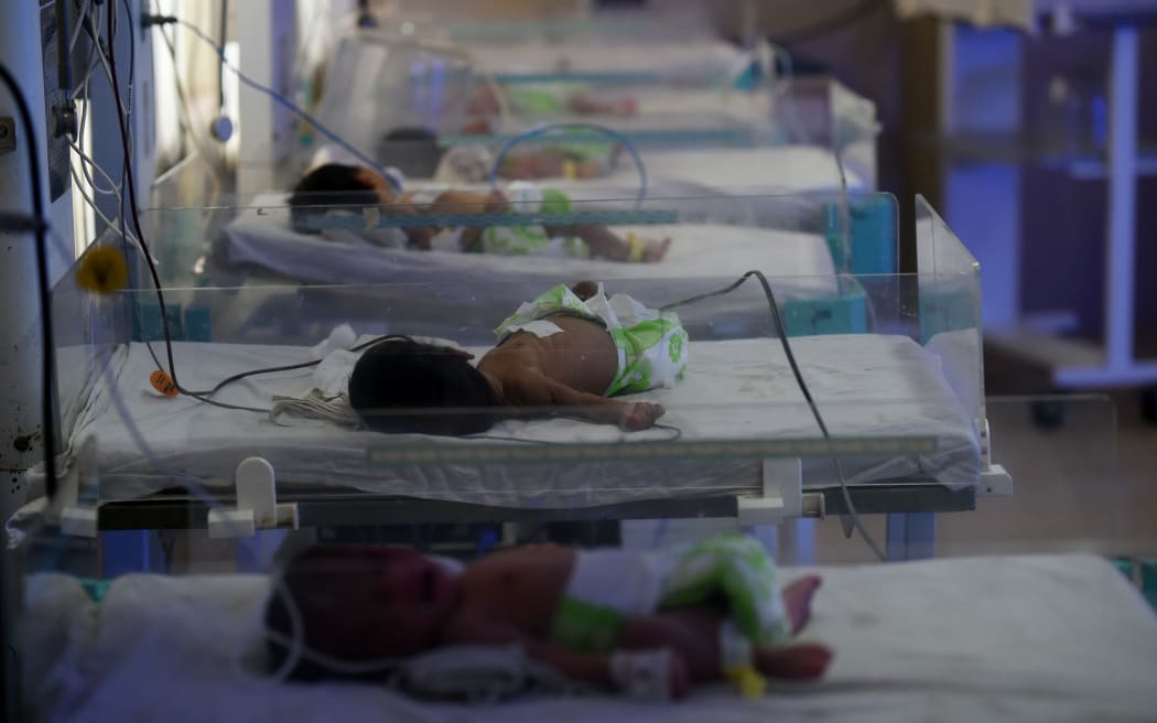 Newborn babies in an Indian hospital.