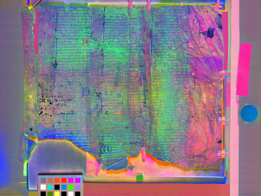 Scans across different wavelengths of light enabled the researchers to see hidden details and annotations.