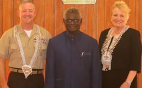 Brigadier General Robert Sofge Jr, Deputy Commander US Marines, Manasseh Sogavare, H.E Katherine Ebert-Gray.