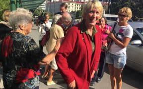 Susan Austen outside the High Court in Wellington.