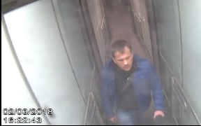 An image from a footage captured on March 02, 2018 shows Alexander Petrov, wanted for conspiracy to murder Sergei Skripal
